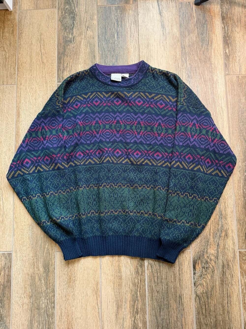 Vintage Ash Creek Trading Geometric Fair Isle Pattern Knit Sweater